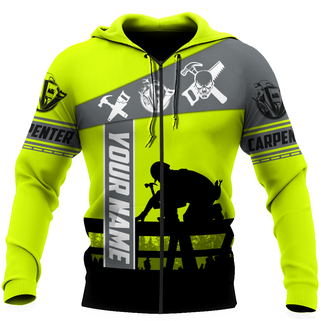 Personalized Name Carpenter 3D All Over Printed Unisex Shirts Green Neon Ver 2