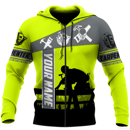 Personalized Name Carpenter 3D All Over Printed Unisex Shirts Green Neon Ver 2