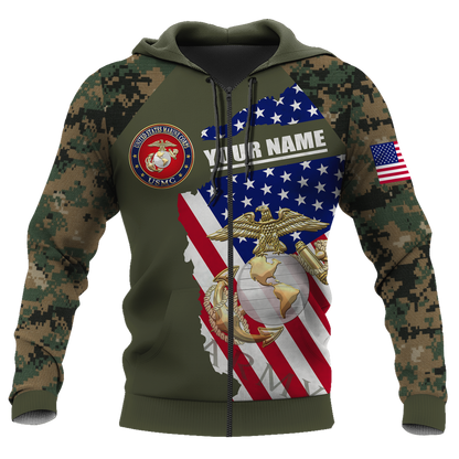 Custom name US Marine Corps Veteran Brothers in arms 3D print shirts Proud Military