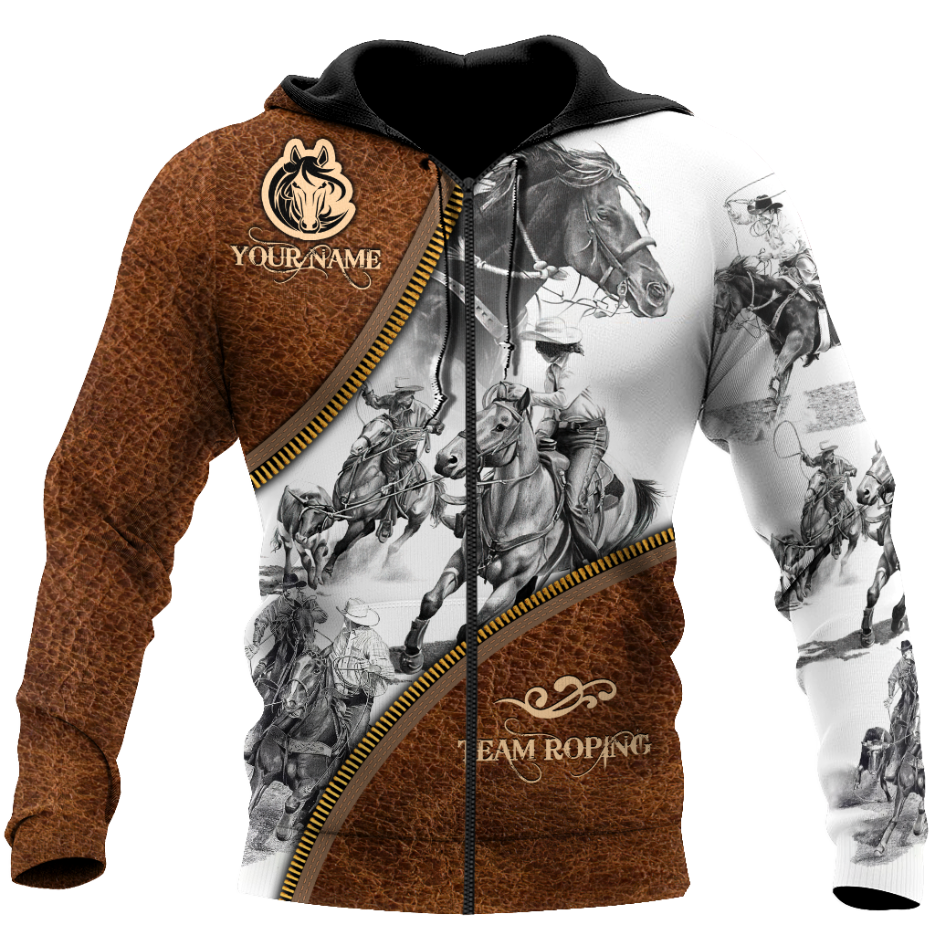 Personalized Name Bull Riding 3D All Over Printed Unisex Shirts Team Roping Zipper