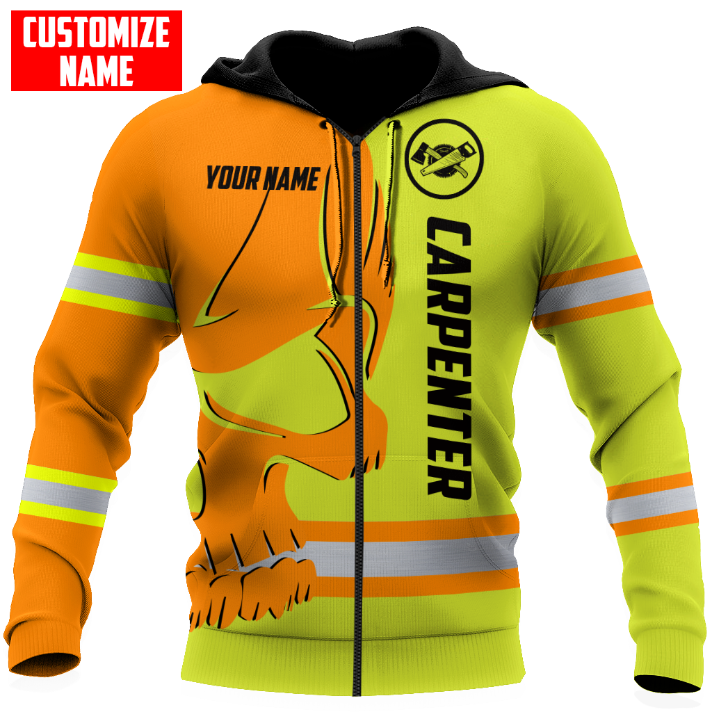 Personalized Name Carpenter 3D All Over Printed Unisex Shirts Safety Skull
