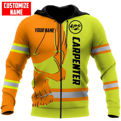 Personalized Name Carpenter 3D All Over Printed Unisex Shirts Safety Skull