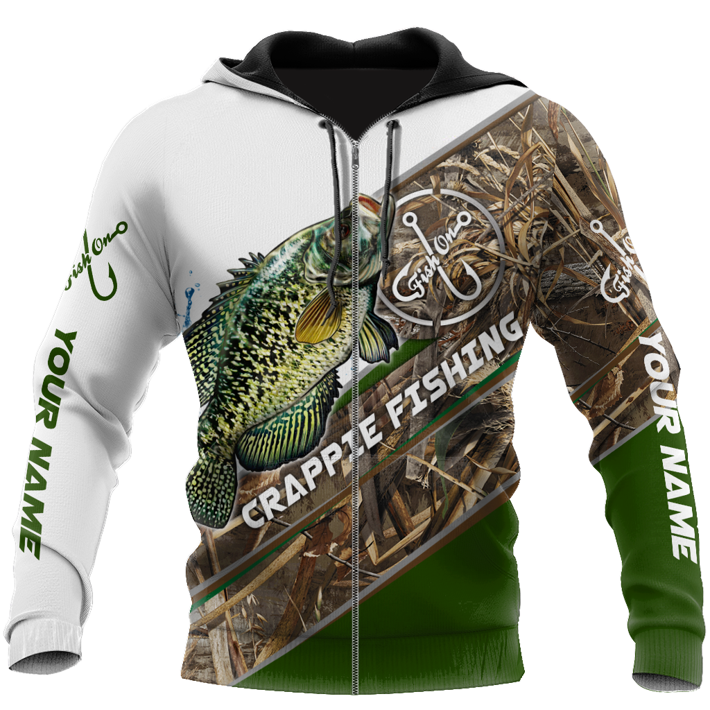 Custom name Crappie Fishing camo 3D print shirts