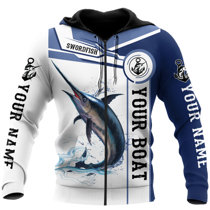 Custom name Swordfish fishing Catch and Release 3D Design print shirts