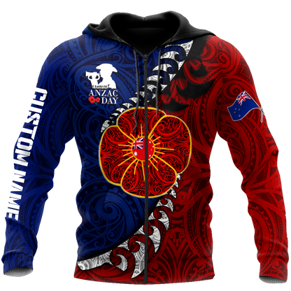 Anzac day poppy flower lest we forget custom name 3d print shirts