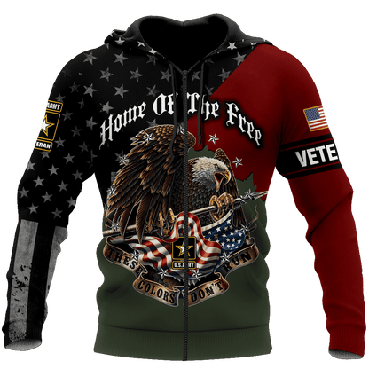 Home Of The Free US Veteran 3D All Over Printed Hoodie H