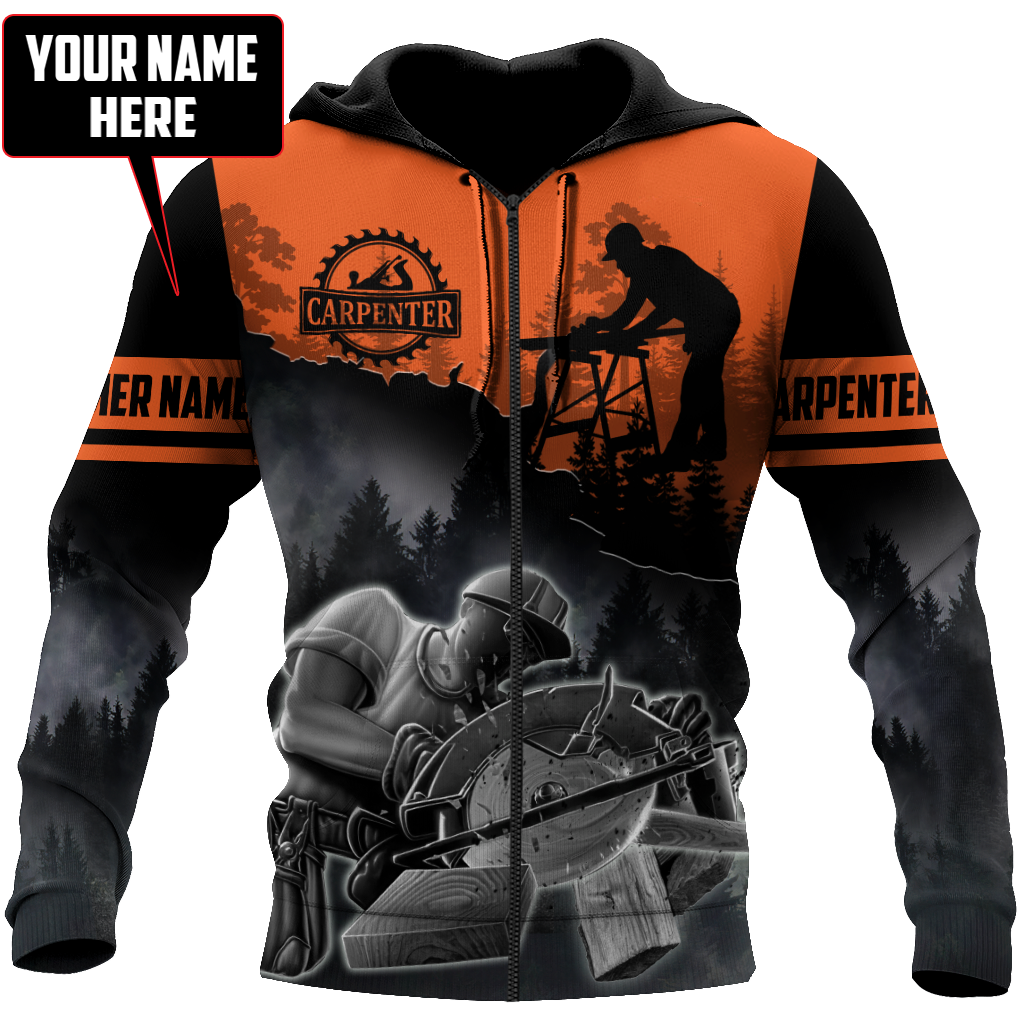 Personalized Name Carpenter 3D All Over Printed Unisex Shirts Orange Ver 2