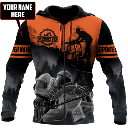 Personalized Name Carpenter 3D All Over Printed Unisex Shirts Orange Ver 2