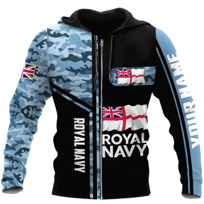 Custom name British Navy Camo 3D Design print shirts