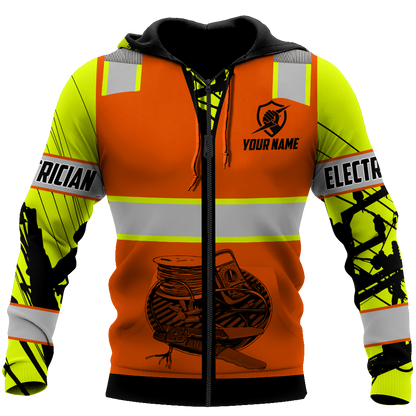 Electrician And Lineman Personalized Safety 3D All Over Printed Premium Unisex Hoodie ML