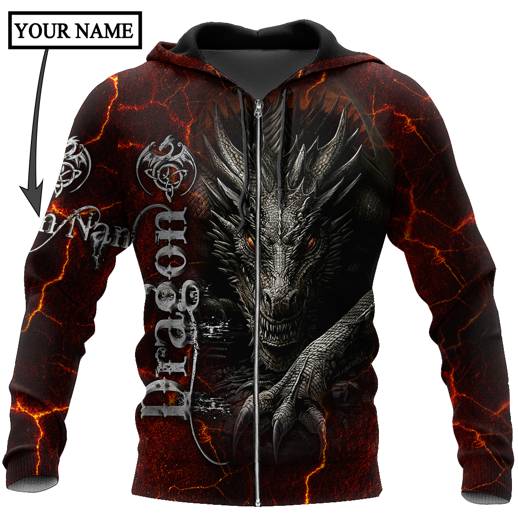 Dragon Red 3D Hoodie Shirt For Men And Women Custom Name