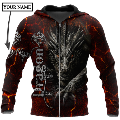 Dragon Red 3D Hoodie Shirt For Men And Women Custom Name