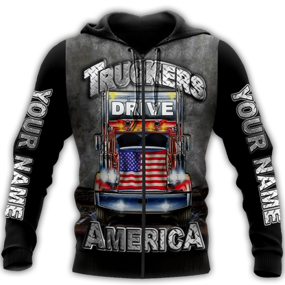 Premium Trucker Personalized Name 3D All Over Printed Unisex Shirts