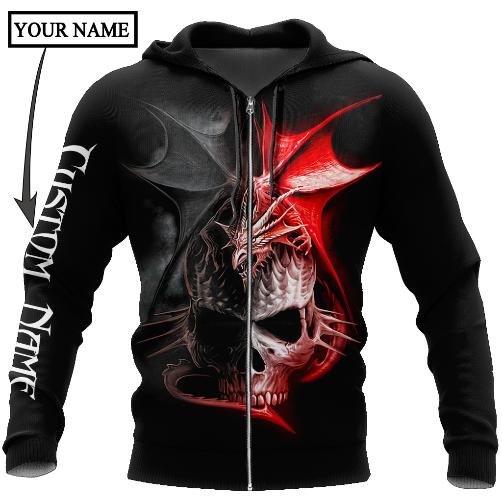 Dragon Skull 3D Hoodie Shirt For Men And Women Custom Name
