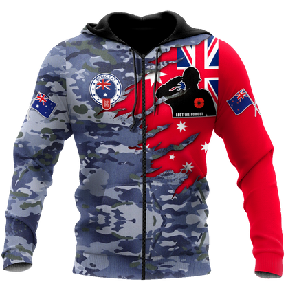 Tmarc Tee Anzac day remembrance Kiwi and Australia Navy Camo 3D print shirt