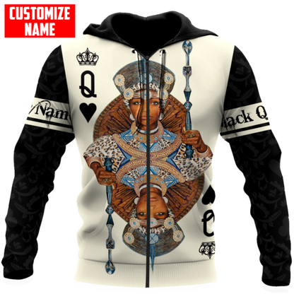 African Culture Black Queen Zulu Unisex Hoodie ML Personalize Name