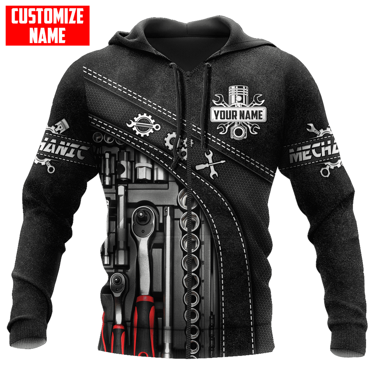 Personalized Name Mechanic 3D All Over Printed Unisex Shirts Leather