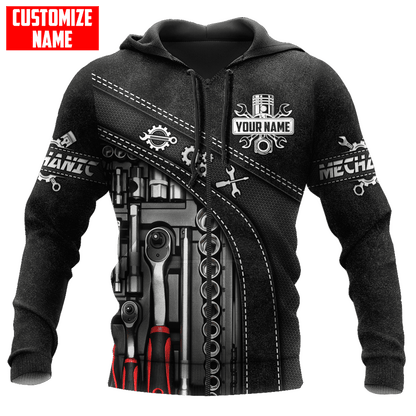 Personalized Name Mechanic 3D All Over Printed Unisex Shirts Leather