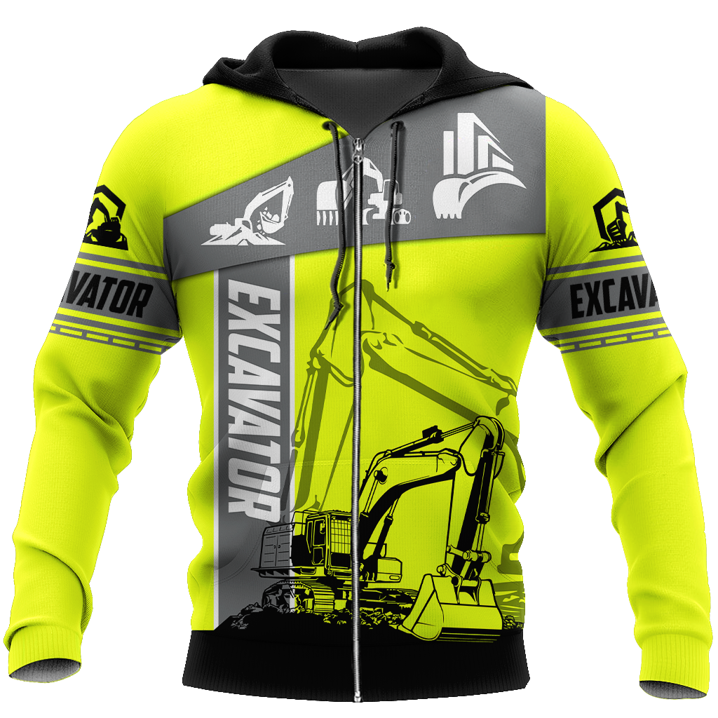 Green Excavator 3D All Over Printed Unisex Shirts