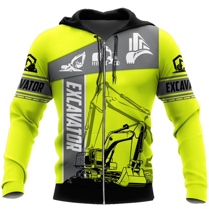 Green Excavator 3D All Over Printed Unisex Shirts