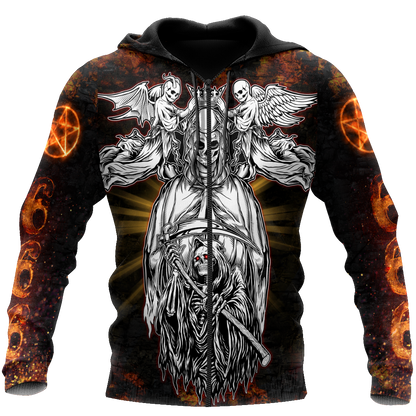 Skull Satnaic Fire Hoodie For Men And Women JJ07022101