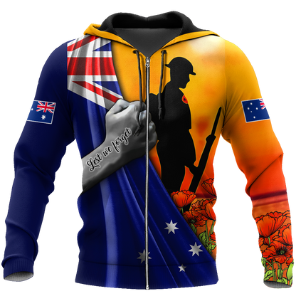 Tmarc Tee Lest we forget Australia Flag Old Soldier 3D printed shirt