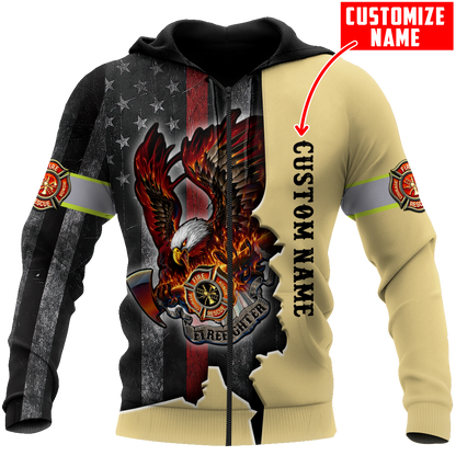 Customize Name Firefighter 3D All Over Printed Unisex Shirts