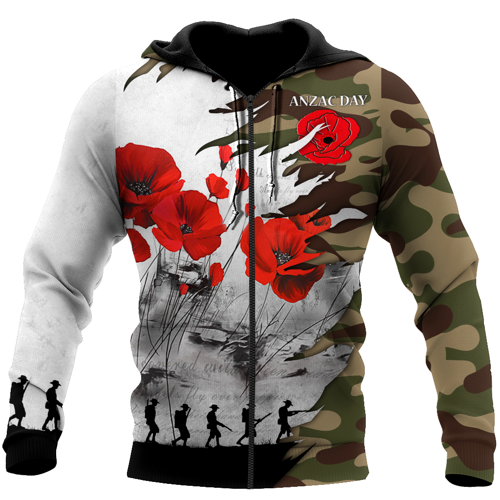 Premium Unisex Hoodie Poppy Flower Anzac Day ML