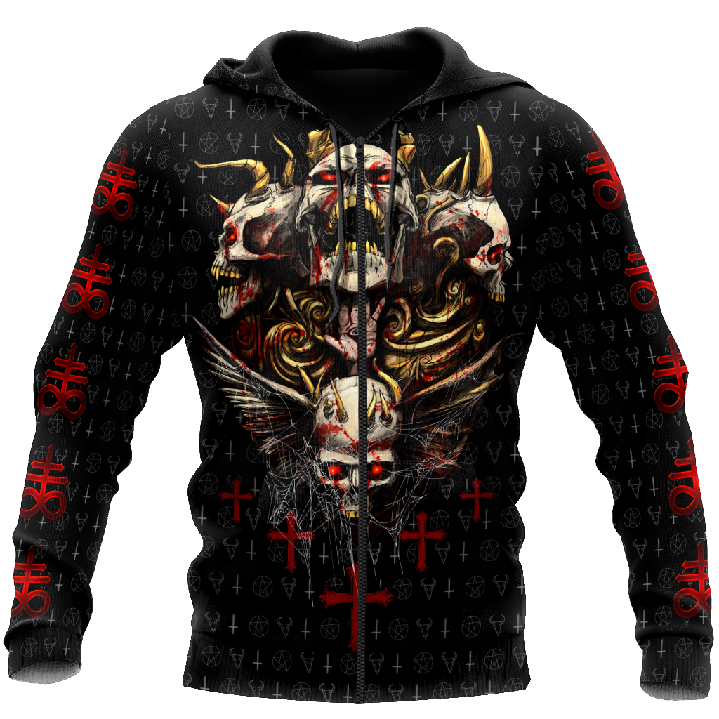 Red Eyes Skull Hoodie For Men And Women