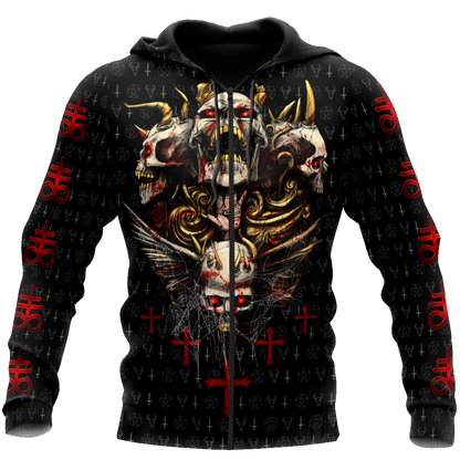 Red Eyes Skull Hoodie For Men And Women