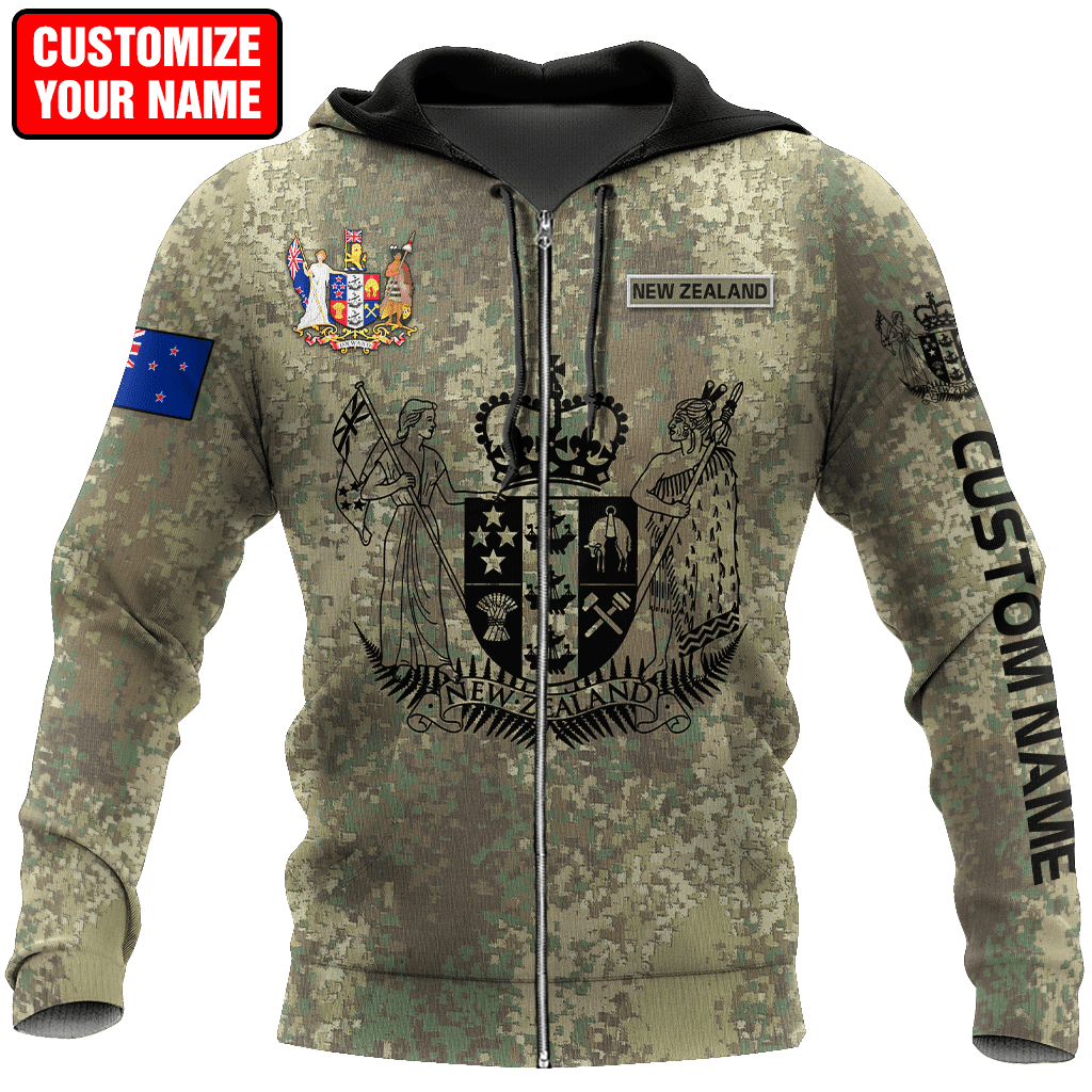 Custom Name New Zealand Aotearoa Coat Of Arm Army 3D All Over Printed Unisex Shirts