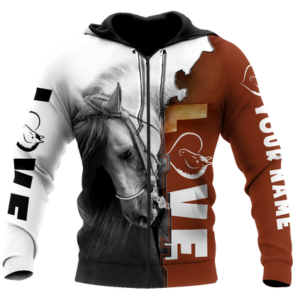 Personalized Name Premium Love Horse 3D All Over Printed Unisex Shirts