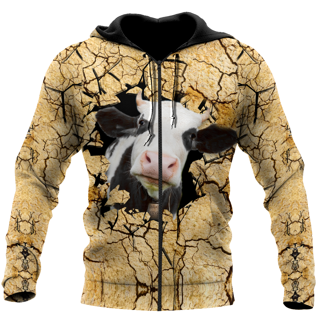 Dairy Cattle Cracks 3D Hoodie Shirt For Men And Women