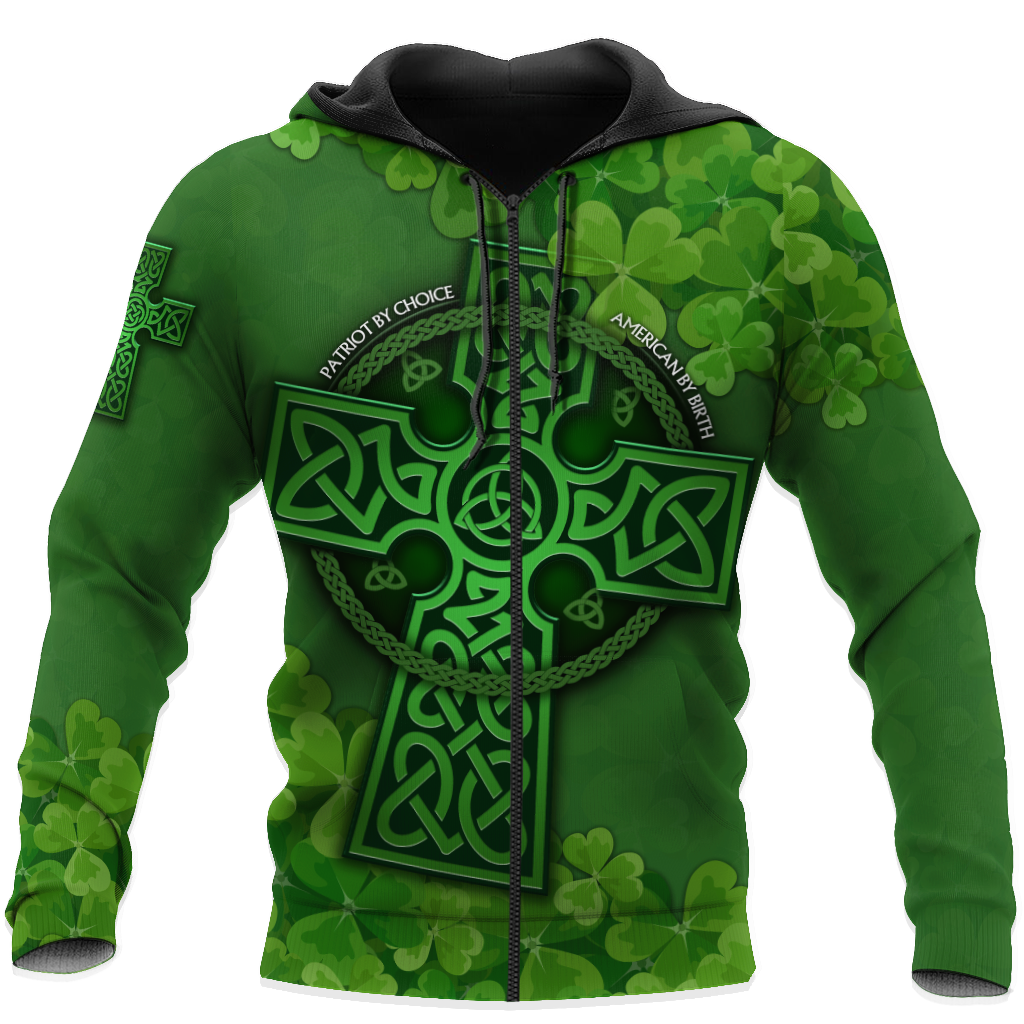 Premium Unisex Hoodie Irish St.Patrick  Celtic Cross And Shamrock  ML