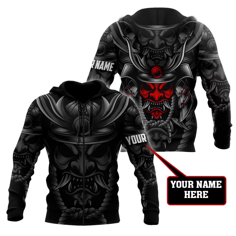 Custom Name Samurai Red Mask 3D All Over Printed Unisex Shirts