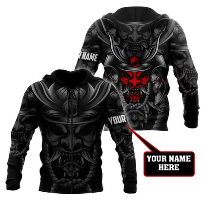 Custom Name Samurai Red Mask 3D All Over Printed Unisex Shirts