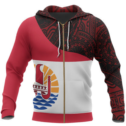 Tahiti Flag Curve Concept Pullover Hoodie NVD1205 - Amaze Style™-Apparel