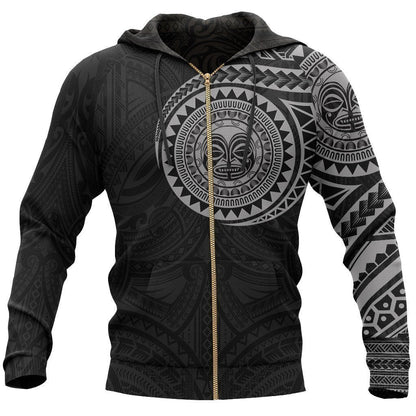 Polynesian Tiki Face™ Tattoo Style Hoodie Gray NVD1342 - Amaze Style™-Apparel