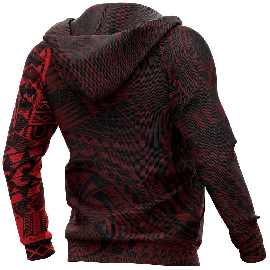 Polynesian Tattoo Style Zipper Hoodie Red NVD1357 - Amaze Style™-Apparel
