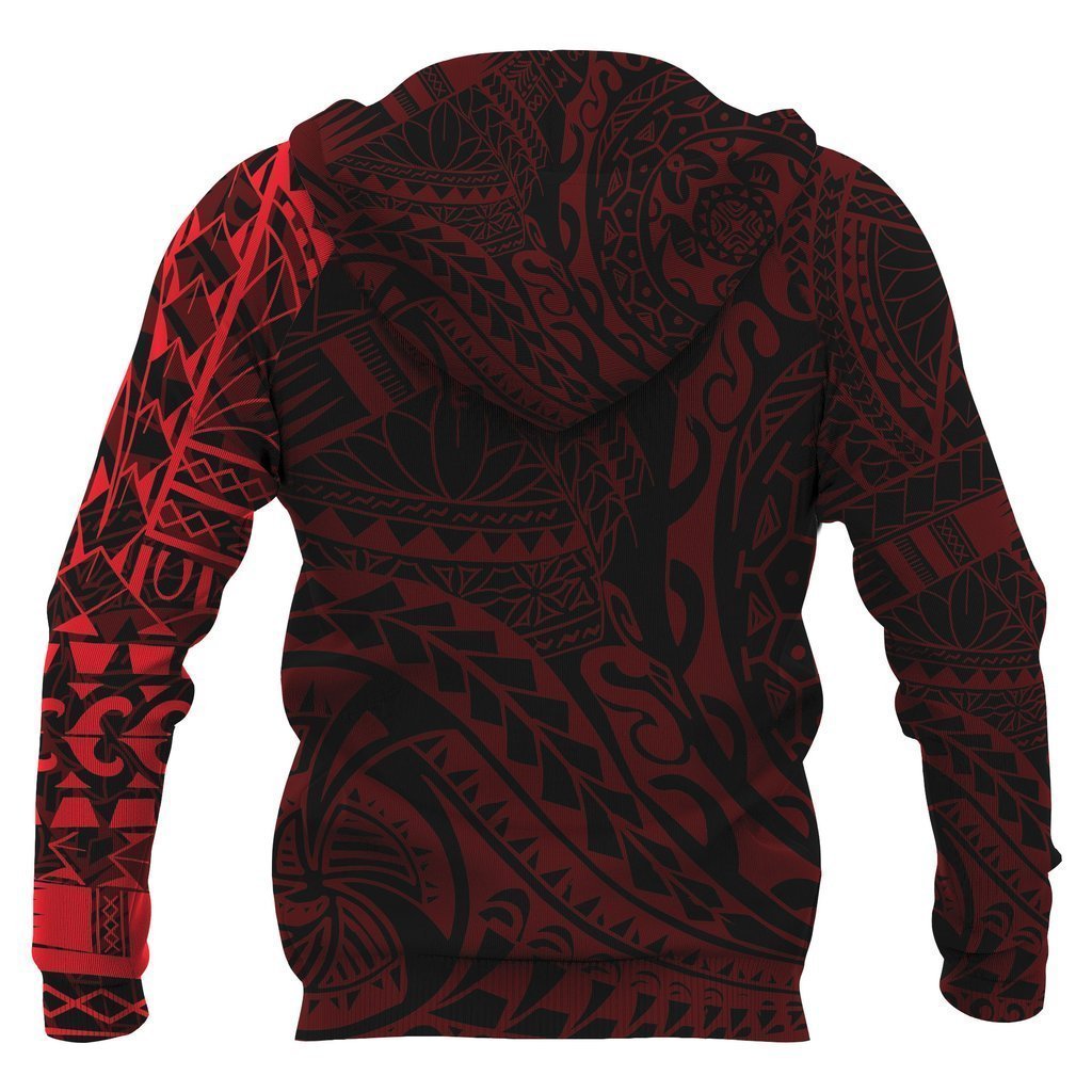 Polynesian Tattoo Style Zipper Hoodie Red NVD1357 - Amaze Style™-Apparel