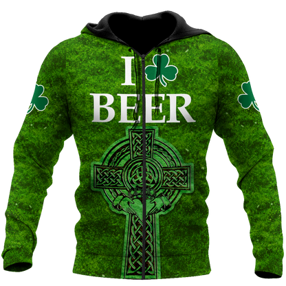 I Love Beer St.Patrick Day 3D Hoodie Shirt For Men And Women LAM