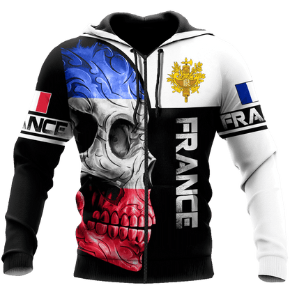 Tmarc Tee Personalized France Skull 3D All Over Printed Shirts