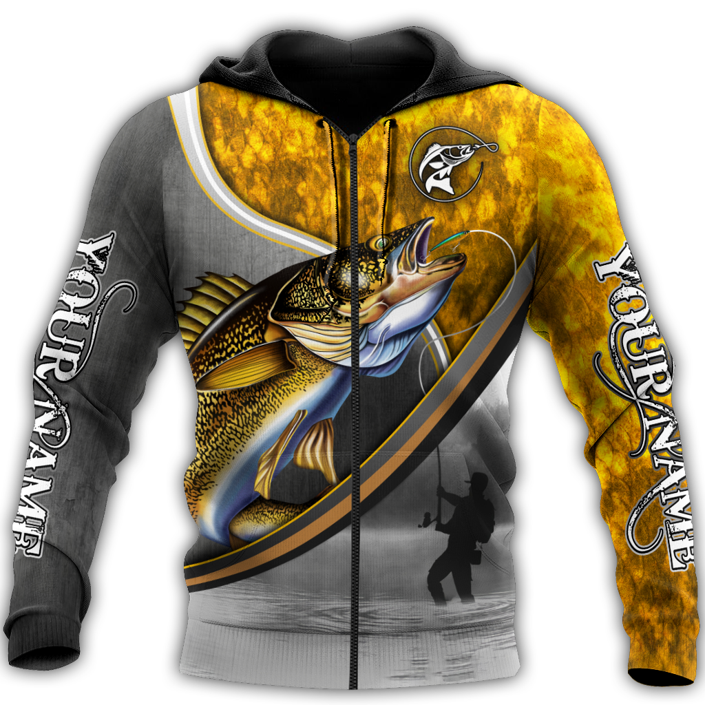 Custom name Walley fishing Fisherman Camo 3D Design print shirts