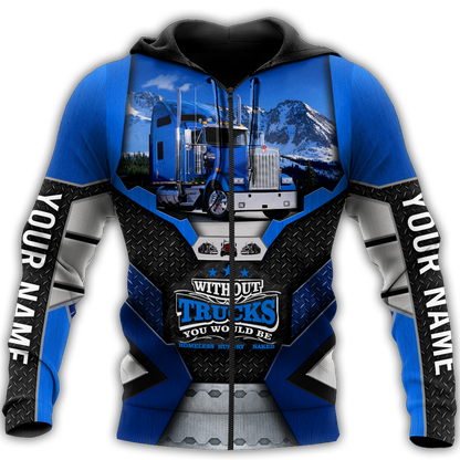 Premium Trucker Personalized Name 3D All Over Printed Unisex Shirts