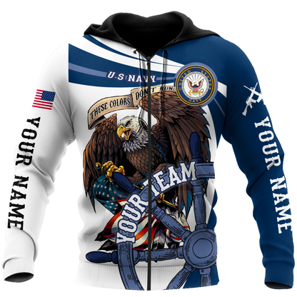Custom name US Navy Veteran Team Boat 3d printed shirts Proud Military