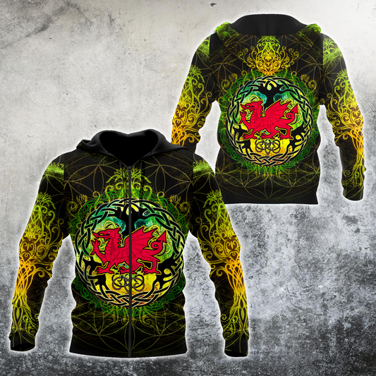 Celtic Wales Dragon Tattoo Hoodie For Men And Women