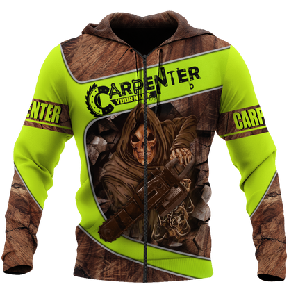 Personalized Name Carpenter 3D All Over Printed Unisex Shirts Wood Pattern