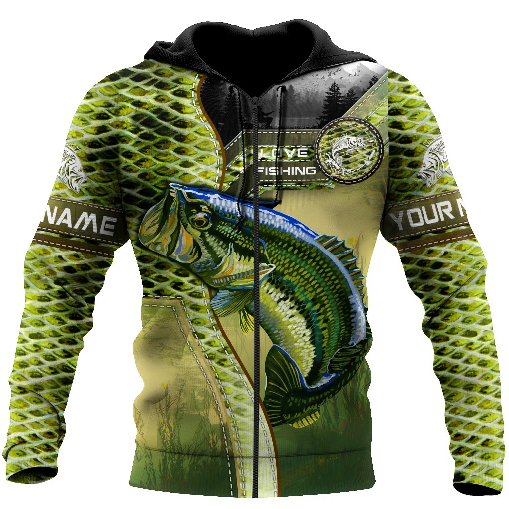 Custom name Bass Master Fishing camo 3D print shirts