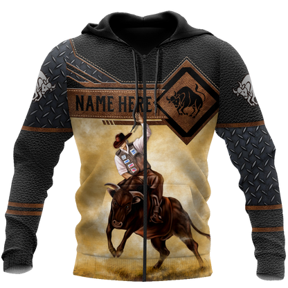 Personalized Name Bull Riding 3D All Over Printed Unisex Shirts Cowboy Up