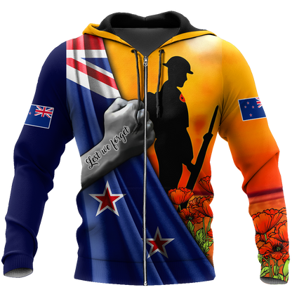 Lest we forget New Zealand Veteran 3D print shirt